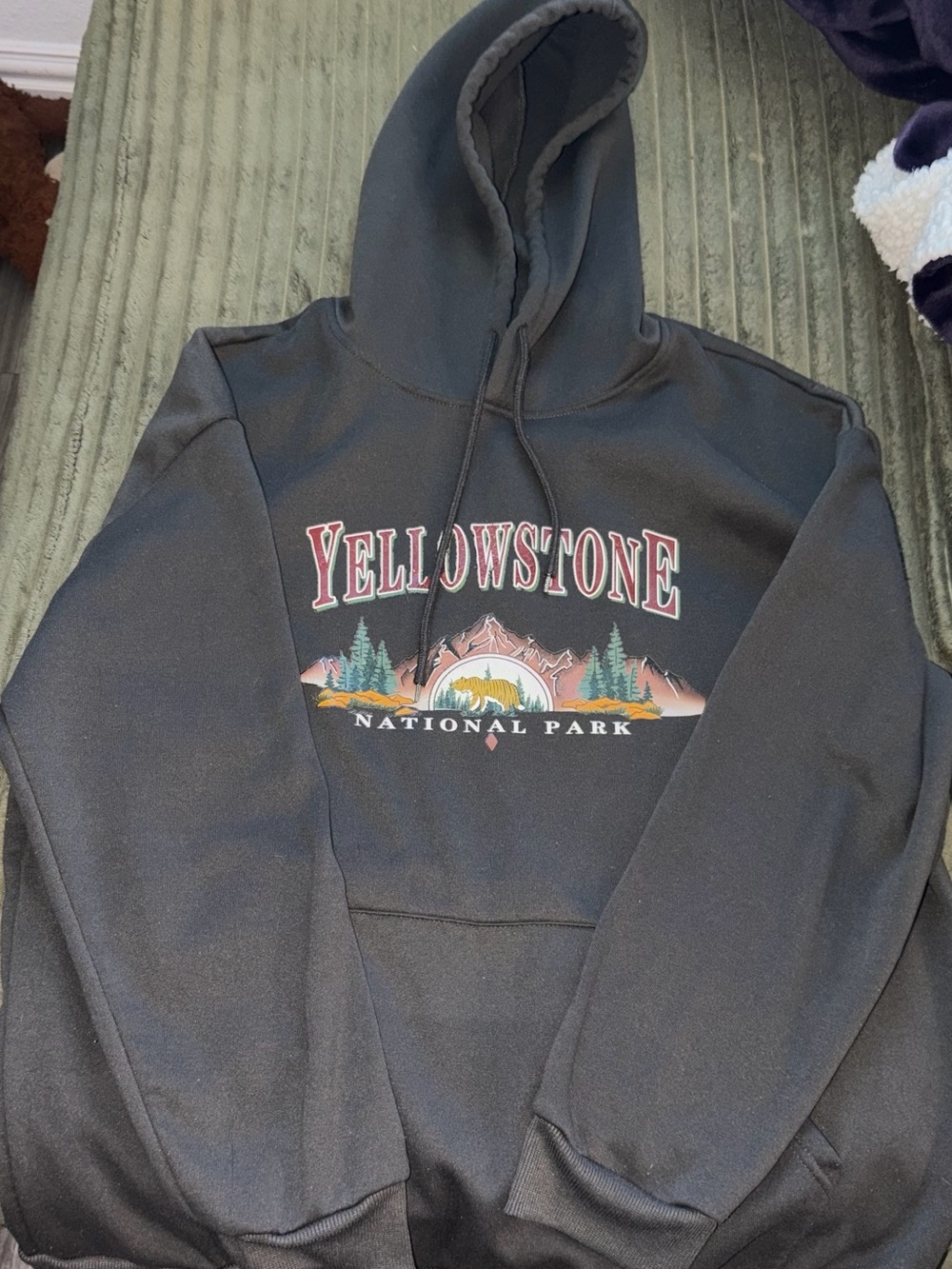 SHEIN gray Yellowstone National Park Pullover Hoodie with Graphic